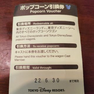 ディズニー(Disney)のディズニーリゾート　ポップコーン引換券　2022.6.30まで(遊園地/テーマパーク)