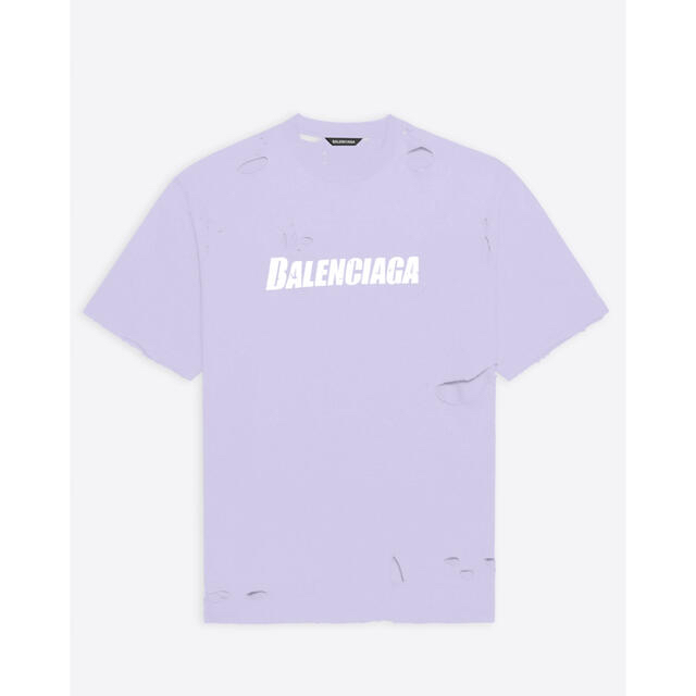 最低価格の Balenciaga パープル Tシャツ デストロイ バレンシアガ