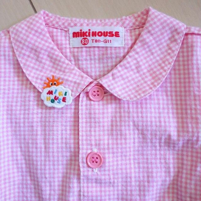 mikihouse(ミキハウス)のミキハウス 80cm  長袖 シャツ ピンク 70cmの子にも♪ 春 キッズ/ベビー/マタニティのベビー服(~85cm)(シャツ/カットソー)の商品写真