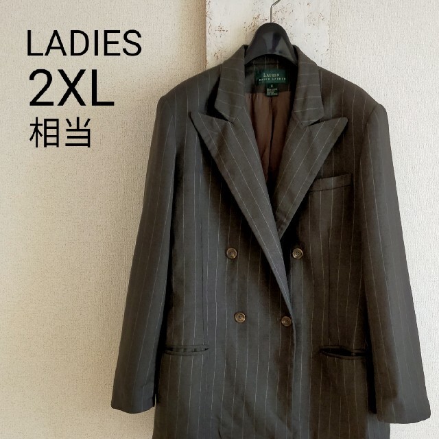 Ralph Lauren(ラルフローレン)のローレンラルフローレン レディース　ダブルテーラードジャケット　グレー　2XL レディースのジャケット/アウター(テーラードジャケット)の商品写真