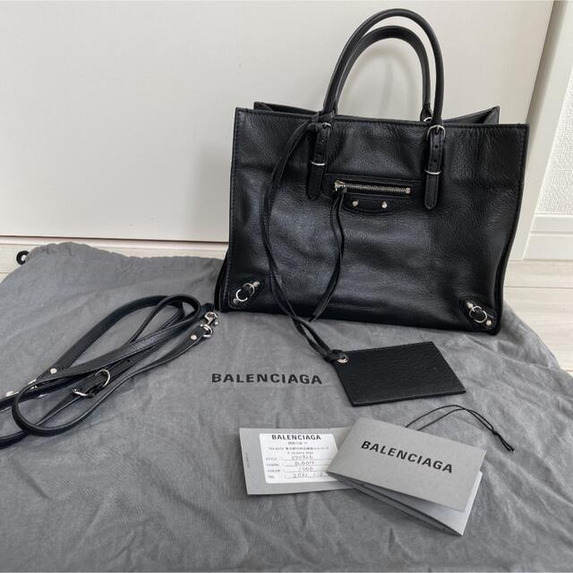 Balenciaga - BALENCIAGA ペーパーミニ 2WAYバッグ レザー ブラックの
