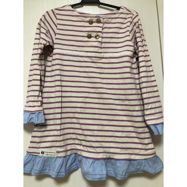 Fusen-Usagi(フーセンウサギ)のボーダーワンピース　130cm キッズ/ベビー/マタニティのキッズ服女の子用(90cm~)(ワンピース)の商品写真