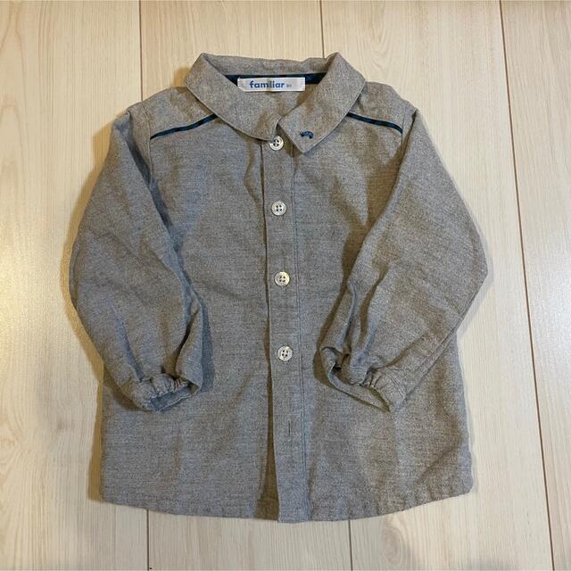 familiar(ファミリア)のFamiliar エンブロイダリーシャツ グレー 80cm キッズ/ベビー/マタニティのベビー服(~85cm)(シャツ/カットソー)の商品写真