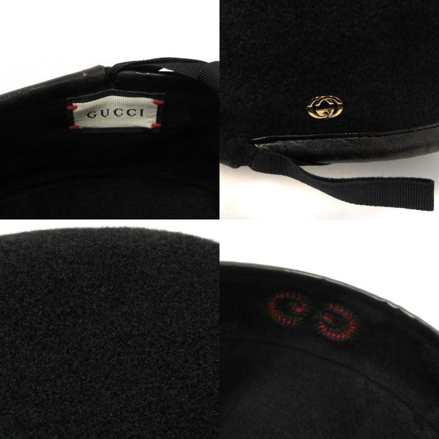 Gucci(グッチ)のグッチ 美品 19AW ベレー帽 ハット GG刺繍 フェルト ブラック S レディースの帽子(その他)の商品写真