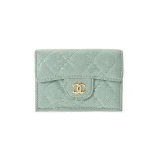 シャネル(CHANEL)のシャネル マトラッセ コインカードケース 三つ折り財布 ブルーグリーン系(財布)