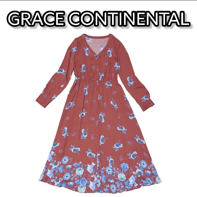 GRACE CONTINENTAL(グレースコンチネンタル)の【超美品】グレースコンチネンタル フラワーパターンワンピース レディースのワンピース(ロングワンピース/マキシワンピース)の商品写真