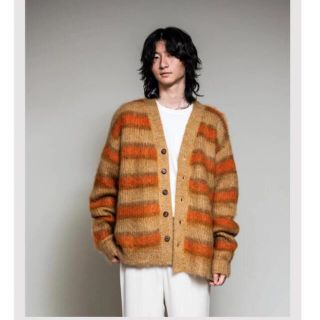 ディスカバード(DISCOVERED)のDISCOVERED/MOHAIR BORDER KNIT CARDIGAN(カーディガン)