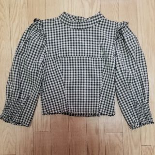 ザラ(ZARA)のZARA　七分袖　ギンガムチェック　ショート丈ブラウス(シャツ/ブラウス(長袖/七分))