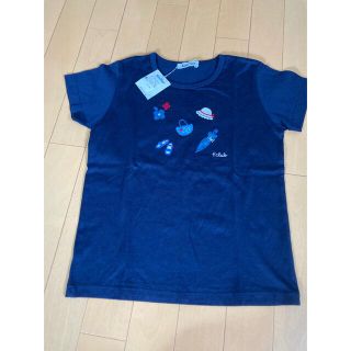 ファミリア(familiar)の【未使用】ファミリアfamiliar 女子Tシャツ　ネイビー　140 アップリケ(Tシャツ/カットソー)