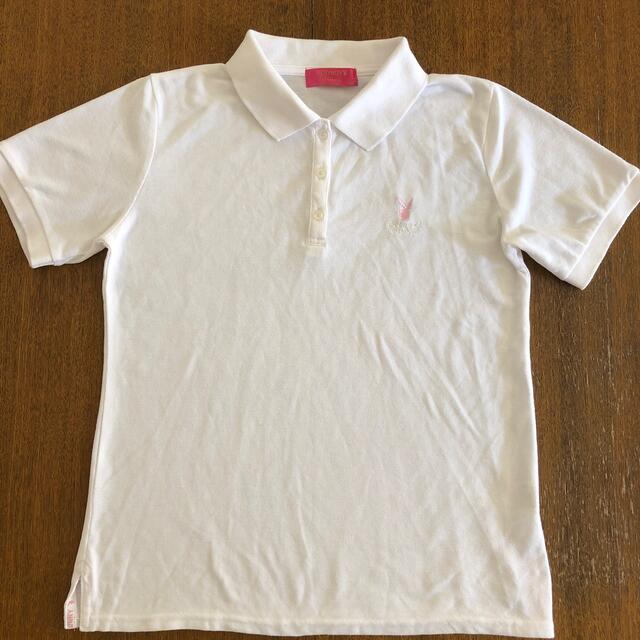プレーボーイ　白ポロシャツ　レディースM レディースのトップス(ポロシャツ)の商品写真