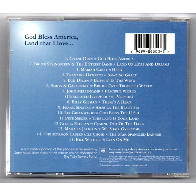輸入盤ＣＤ　ゴッド・ブレス・アメリカ-チャリティー・アルバム エンタメ/ホビーのCD(ポップス/ロック(洋楽))の商品写真