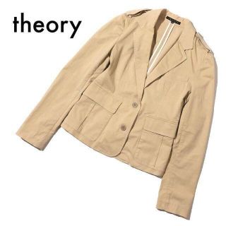 セオリー(theory)のセオリー 長袖テーラードジャケット コットンアウター ベージュ L 4 古着(テーラードジャケット)