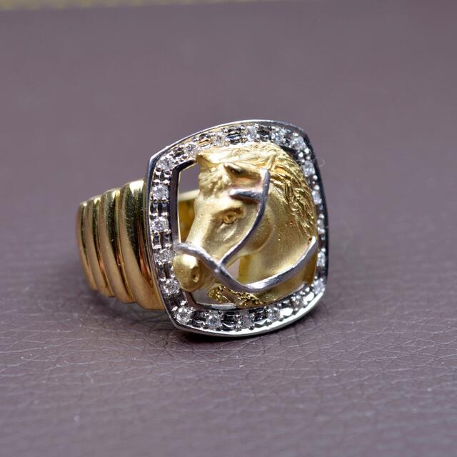 ゴールドリング 750指輪 18k プラチナ ダイヤモンド メンズリング 17 4