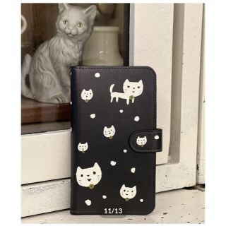 フランシュリッペ(franche lippee)の【新品】yukiemon ユキエモン テキスタイル スマホ手帳 コーラスねこ(モバイルケース/カバー)