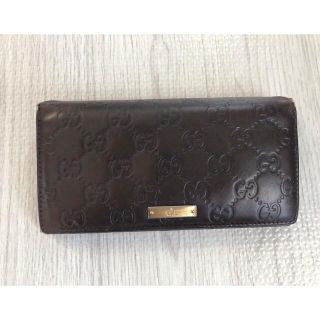 グッチ(Gucci)のGUCCI/グッチ/長財布/本革/ダークブラウン/ロゴ/GGレザー(長財布)