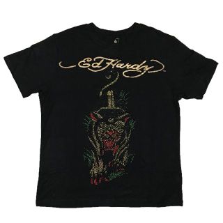 エドハーディー(Ed Hardy)のエドハーディ タイガー チップイラスト 半袖Tシャツ ブラック S(Tシャツ/カットソー(半袖/袖なし))