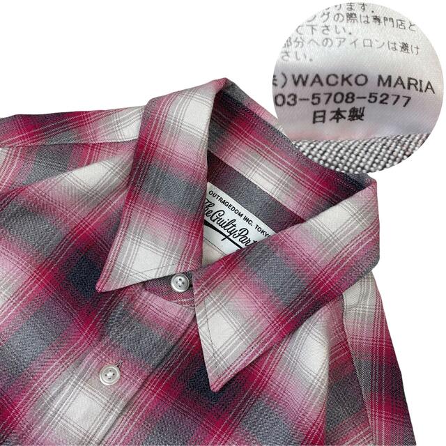 WACKO MARIA ワコマリアオンブレチェックシャツ長袖赤レッドLサイズ