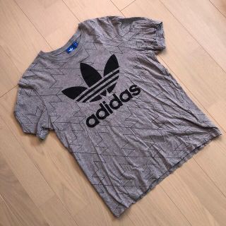 アディダス(adidas)のアディダスオリジナルス Tシャツ BIGロゴ 灰x黒 メンズLサイズ(Tシャツ/カットソー(半袖/袖なし))