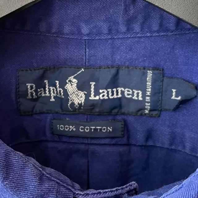 Ralph Lauren(ラルフローレン)のラルフローレン　BDシャツ 古着　単色　ワンポイント　刺繍（I11RL020） メンズのトップス(シャツ)の商品写真