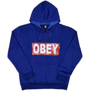 オベイ(OBEY)のOBEY オベイ ブランドロゴ プルオーバーパーカー ブルー M(パーカー)