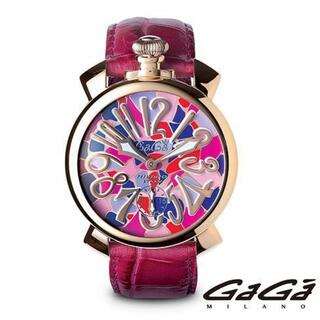 ガガミラノ(GaGa MILANO)のガガミラノ　クロコ型押しピンクレザーベルト(腕時計)