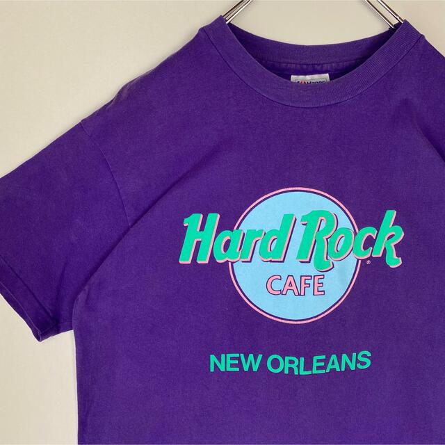 Hanes(ヘインズ)のハードロックカフェ Tシャツ ビンテージ  HRC 古着　パープル　90s メンズのトップス(Tシャツ/カットソー(半袖/袖なし))の商品写真