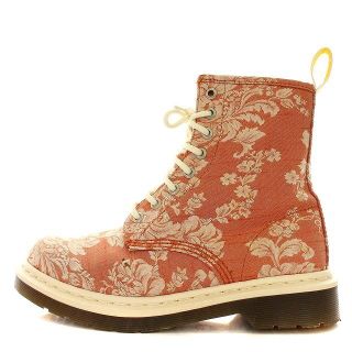 新素材新作 DR.MARTENS 8ホールブーツ 花柄ベージュ×黒 25.0cm 未使用
