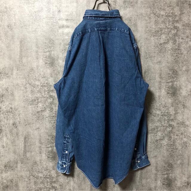 RRL(ダブルアールエル)のポロカントリーラルフローレン☆ワンポイント刺繍ロゴデニムシャツ 90s メンズのトップス(シャツ)の商品写真