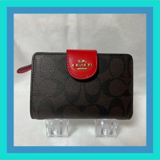 新品　未使用　coach コーチ　折財布　ブラック　レッド　赤色　黒色　メンズ