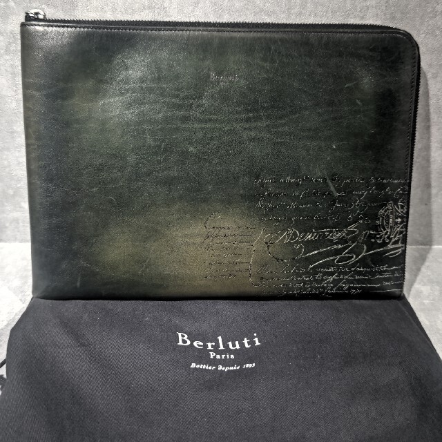 Berluti ベルルッティ GM グリーン カリグラフィ クラッチバッグ ...