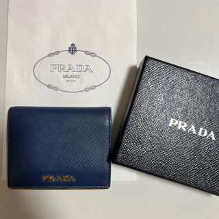 プラダ(PRADA)の☆SIN様専用☆プラダ　財布　二つ折り　ブルー　小さい財布　箱付き(財布)