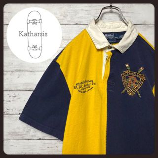 ポロラルフローレン(POLO RALPH LAUREN)の【希少XLサイズ】90sラルフローレン　刺繍ロゴ　バイカラー　半袖ラガーシャツ(Tシャツ/カットソー(半袖/袖なし))