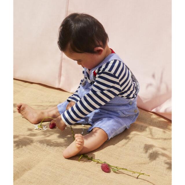 PETIT BATEAU(プチバトー)の新品未使用  プチバトー  ストライプ  ショート  サロペット  24m キッズ/ベビー/マタニティのキッズ服男の子用(90cm~)(パンツ/スパッツ)の商品写真