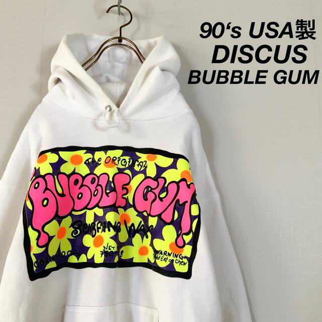 DISCUS(ディスカス)の希少 当時モノ 90‘s USA製 BUBBLE GUM パーカー DISCUS メンズのトップス(パーカー)の商品写真