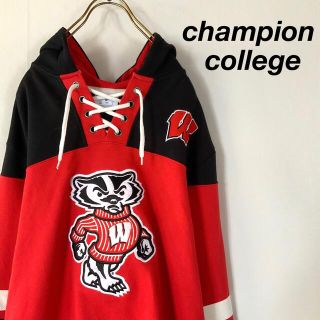 チャンピオン(Champion)の極美品 US古着 champion カレッジ 大学 刺繍 フーディパーカー XL(パーカー)