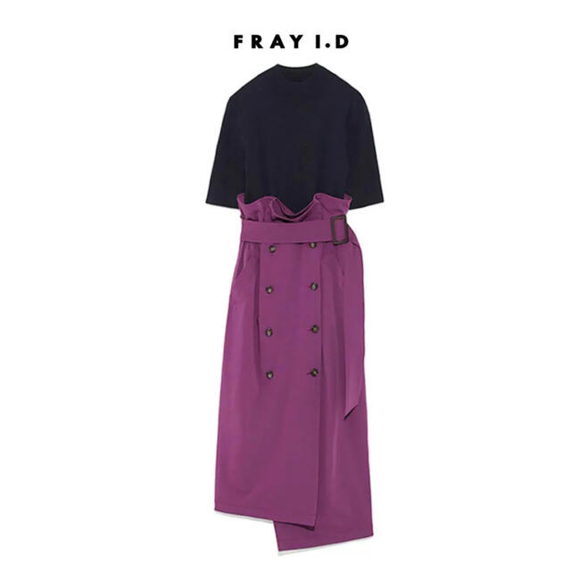 FRAY I.D(フレイアイディー)のFRAY I.D (フレイ アイディー) トレンチ コンビ ニットワンピース レディースのワンピース(ひざ丈ワンピース)の商品写真