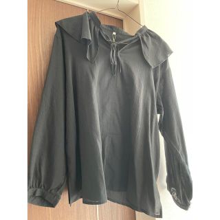 シマムラ(しまむら)のローズ様専用【タグ付き新品】ブラウス 黒 L(シャツ/ブラウス(長袖/七分))