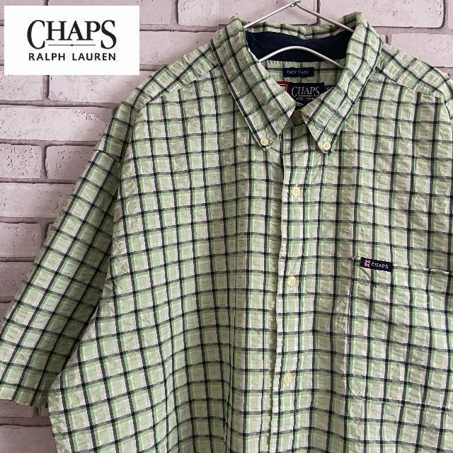 【即納】 CHAPS - 超レア CHAPS 半袖BDシャツ チェック柄 リップル生地 マルチカラー XL Tシャツ/カットソー(半袖/袖なし)