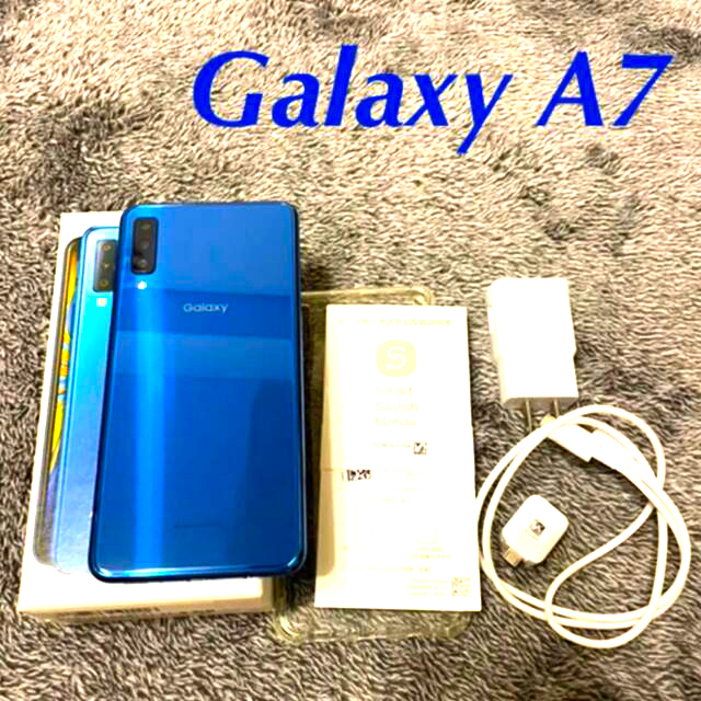 美品SAMSUNG Galaxy A7 ブルー simフリースマホ/家電/カメラ