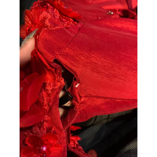 【南米インポート】オフショルダーカラードレス　赤