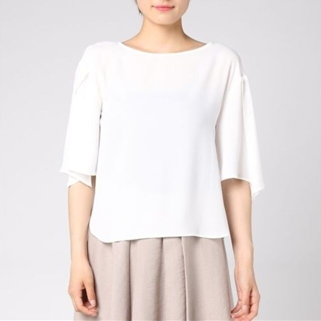 SHIPS(シップス)のリボンスリーブ ショートスリーブ ブラウス【 WHITE 】SHIPS レディースのトップス(シャツ/ブラウス(半袖/袖なし))の商品写真