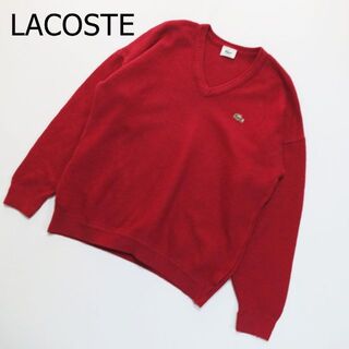 ラコステ(LACOSTE)のラコステ フレンチラコステ ニット サイズ3 レッド Vネック フランス製 赤(ニット/セーター)