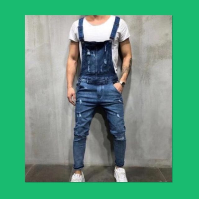 デニム サロペット オーバーオール ジーンズ オールインワン 青ブルー M メンズのパンツ(サロペット/オーバーオール)の商品写真