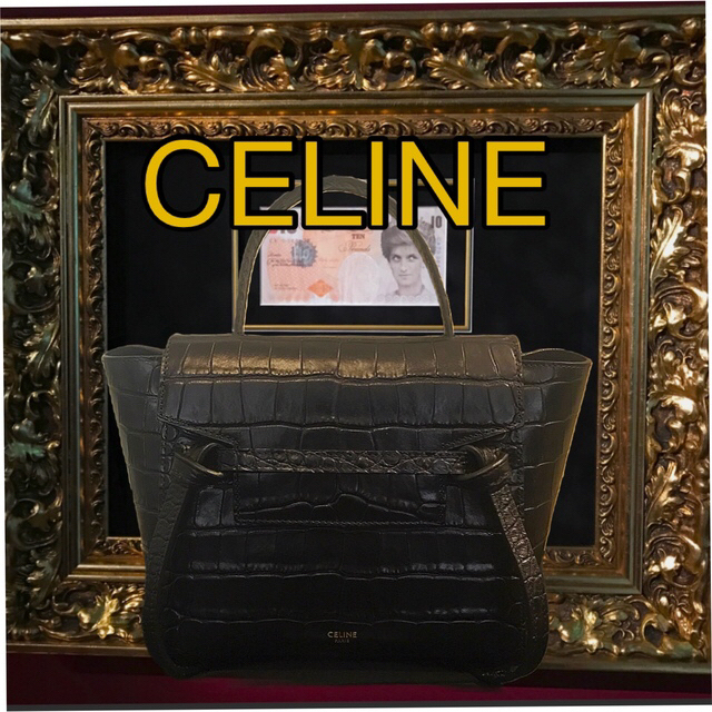 CELINE NANOクロコブラックベルト バッグ