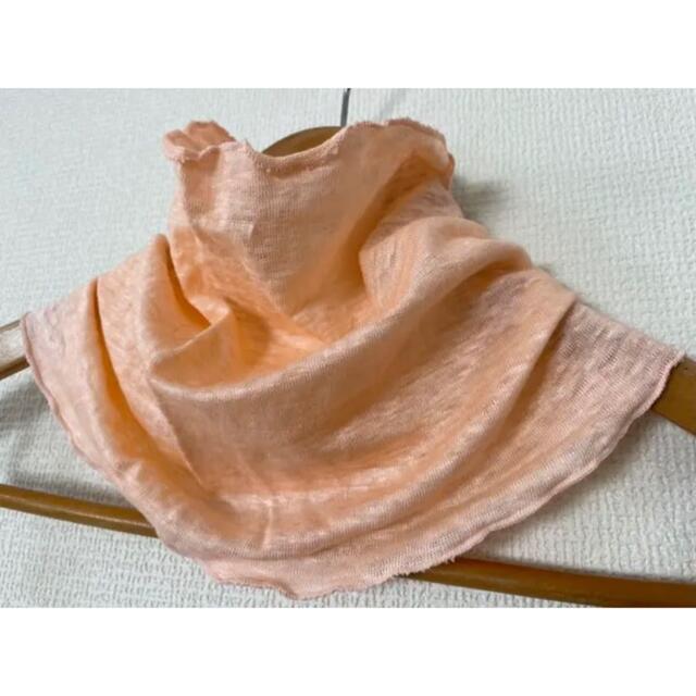 ゆったりリネン麻100%オレンジピンク&スラブ生地手作りネックウォーマー レディースのファッション小物(ネックウォーマー)の商品写真