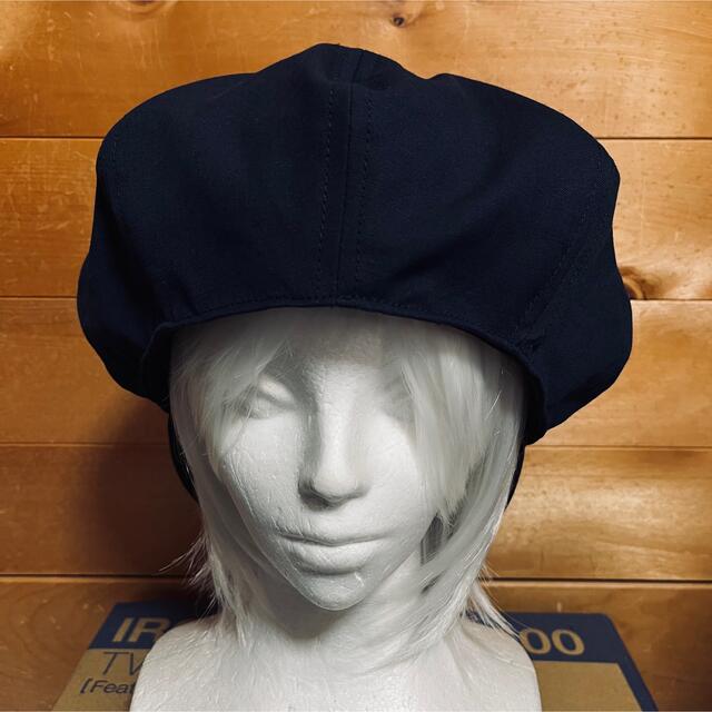 ハンドメイド　ビッグキャスケット　ネイビー　コットン　サイズオーダー メンズの帽子(キャスケット)の商品写真