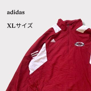アディダス(adidas)のadidas アディダス　ナイロンジャケット　赤　ブルゾン　刺繍ロゴ(ナイロンジャケット)