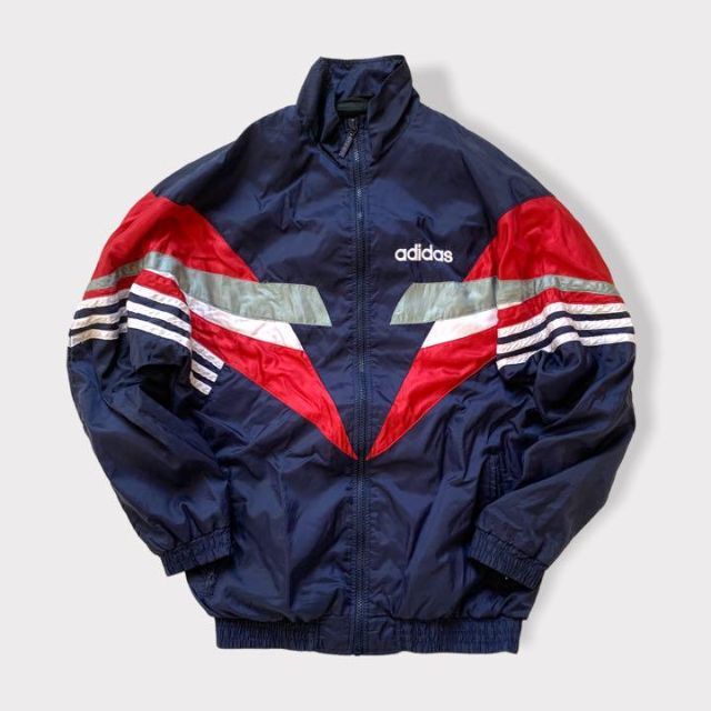 adidas アディダス ナイロンジャケット　90s ネイビー　マルチカラー