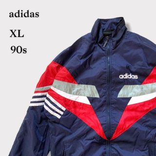 アディダス(adidas)のadidas アディダス ナイロンジャケット　90s ネイビー　マルチカラー(ナイロンジャケット)