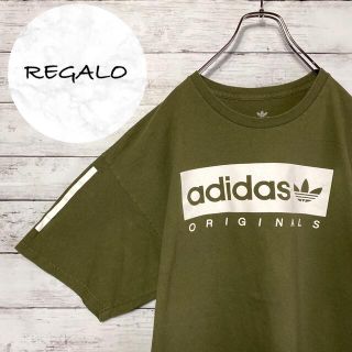 アディダス(adidas)の【アースカラー】アディダスオリジナルス☆プリントデカロゴカーキグリーンTシャツ(Tシャツ/カットソー(半袖/袖なし))